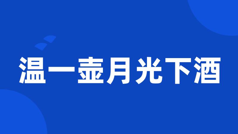 温一壶月光下酒