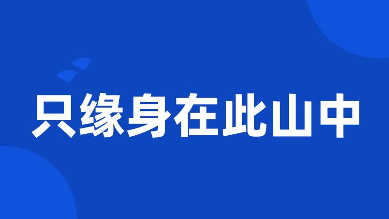 只缘身在此山中