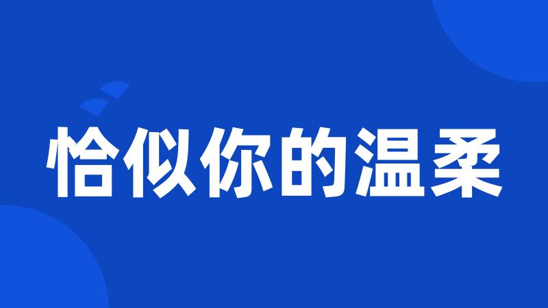 恰似你的温柔