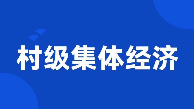 村级集体经济