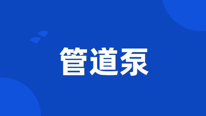 管道泵