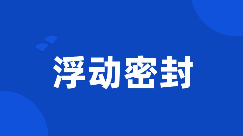 浮动密封