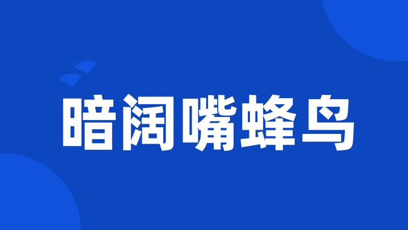 暗阔嘴蜂鸟