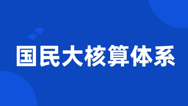 国民大核算体系