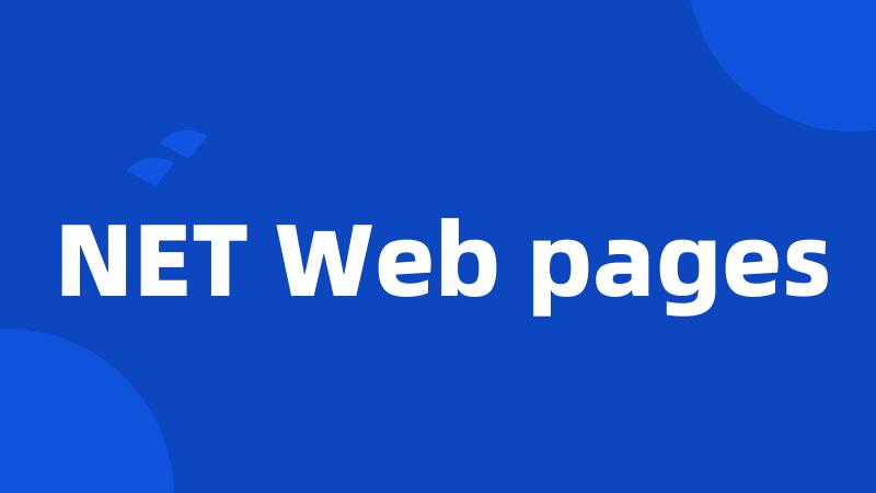 NET Web pages