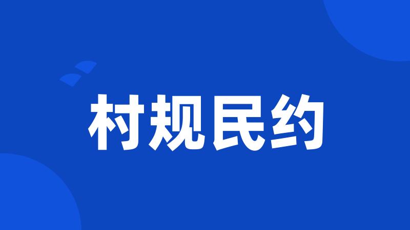 村规民约