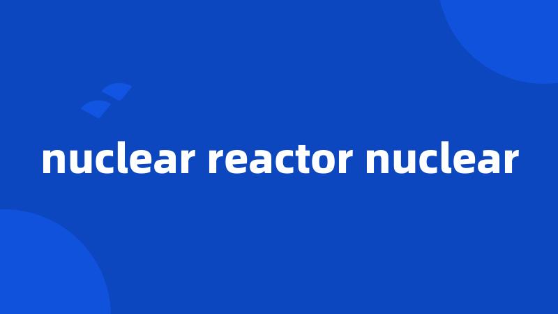 nuclear reactor nuclear