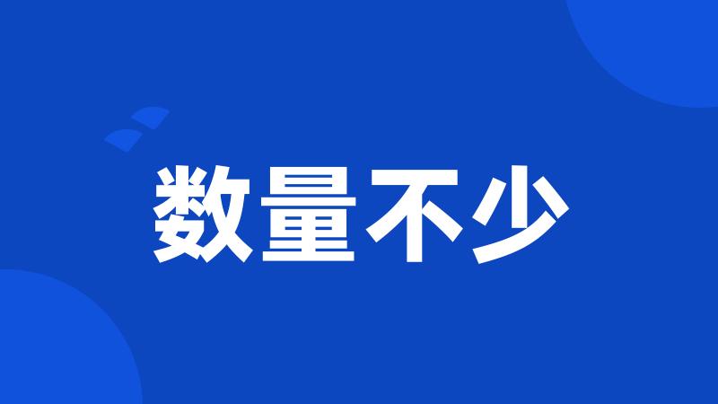 数量不少