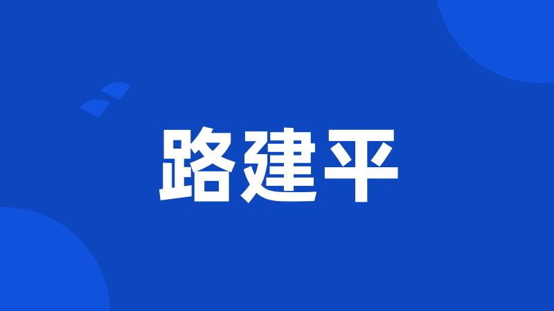 路建平