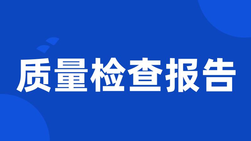 质量检查报告