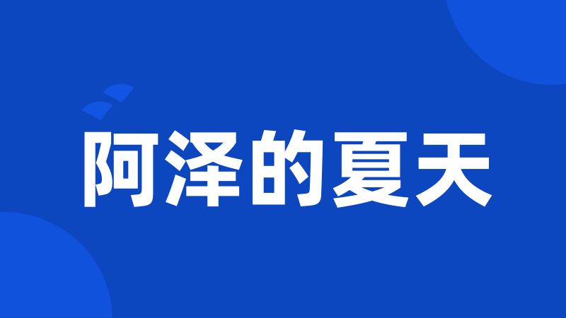 阿泽的夏天