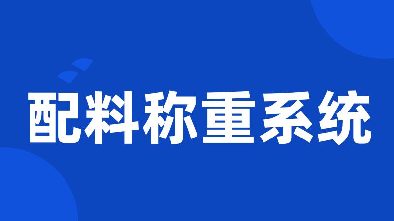 配料称重系统