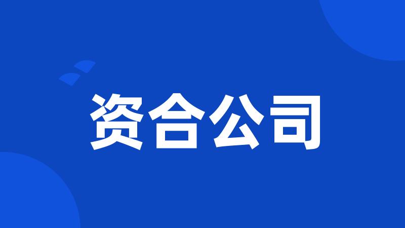 资合公司
