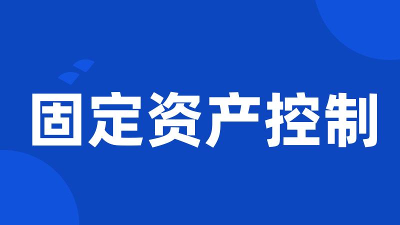 固定资产控制
