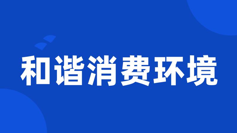 和谐消费环境