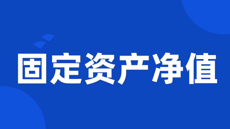 固定资产净值