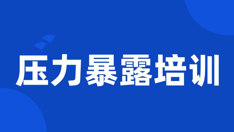 压力暴露培训